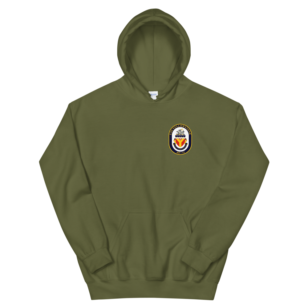 USS Yellowstone (AD-41) 1990-91 ODS/S Cruise Hoodie – front view, military green
