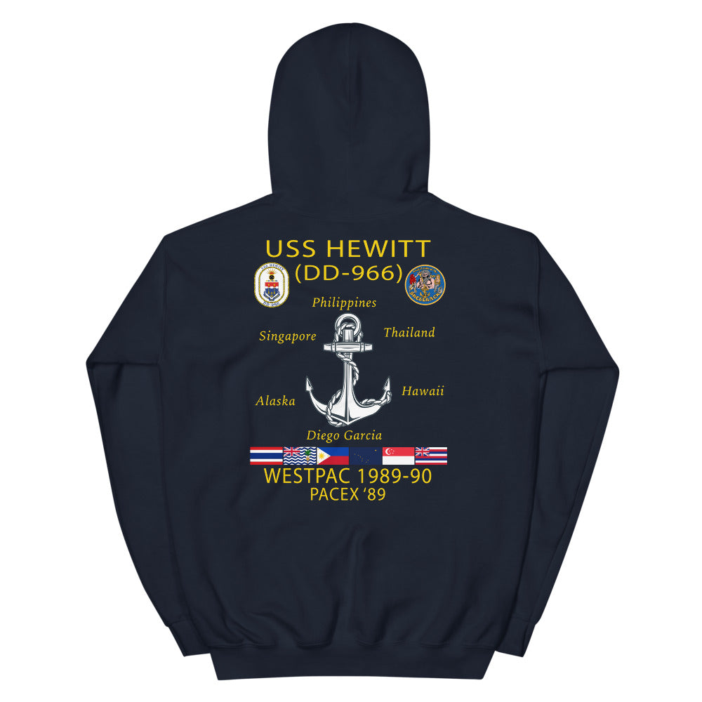 USS Hewitt (DD-966) 1989-90 Cruise Hoodie – navy