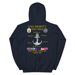 USS Hewitt (DD-966) 1989-90 Cruise Hoodie – navy