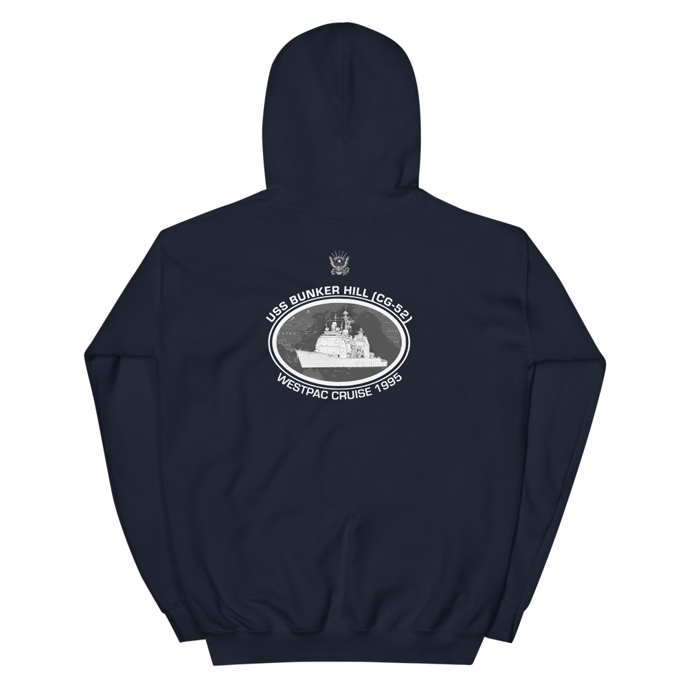 USS Bunker Hill (CG-52) 1995 Deployment Hoodie – back view, navy