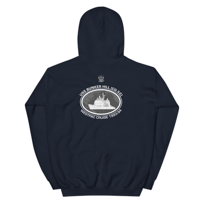 USS Bunker Hill (CG-52) 1993-94 Deployment Hoodie – back view, navy