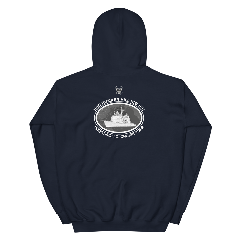 USS Bunker Hill (CG-52) 1992 Deployment Hoodie – back view, navy