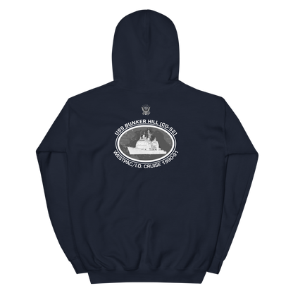 USS Bunker Hill (CG-52) 1990-91 Deployment Hoodie – back view, navy