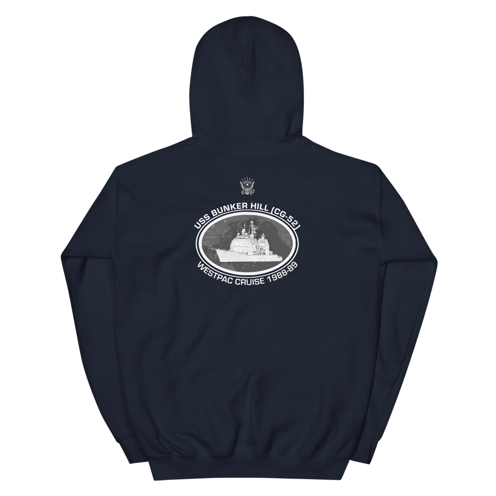 USS Bunker Hill (CG-52) 1988-89 Deployment Hoodie – back view, navy