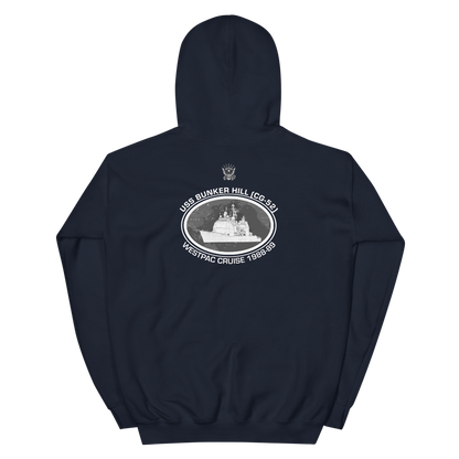 USS Bunker Hill (CG-52) 1988-89 Deployment Hoodie – back view, navy