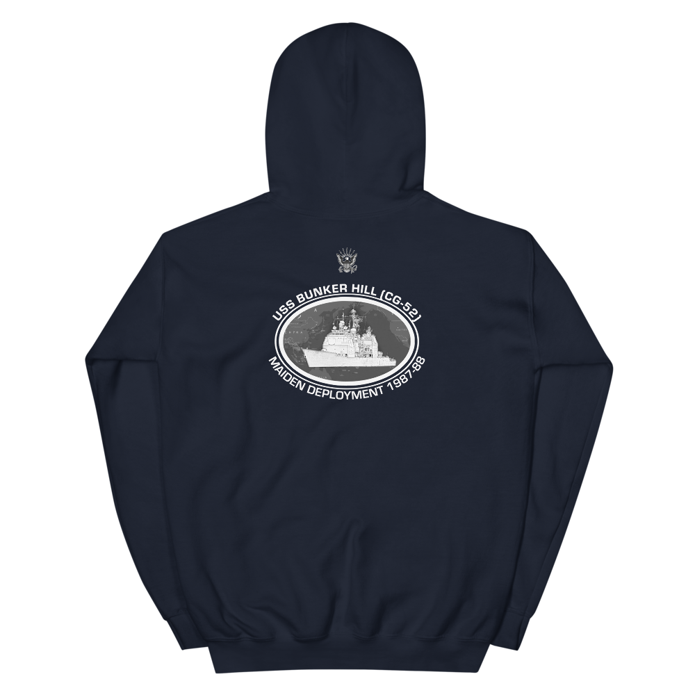 USS Bunker Hill (CG-52) 1987-88 Deployment Hoodie – back view, navy