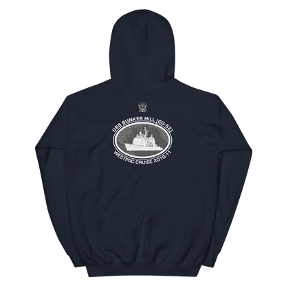 USS Bunker Hill (CG-52) 2010-11 Deployment Hoodie – back view, navy