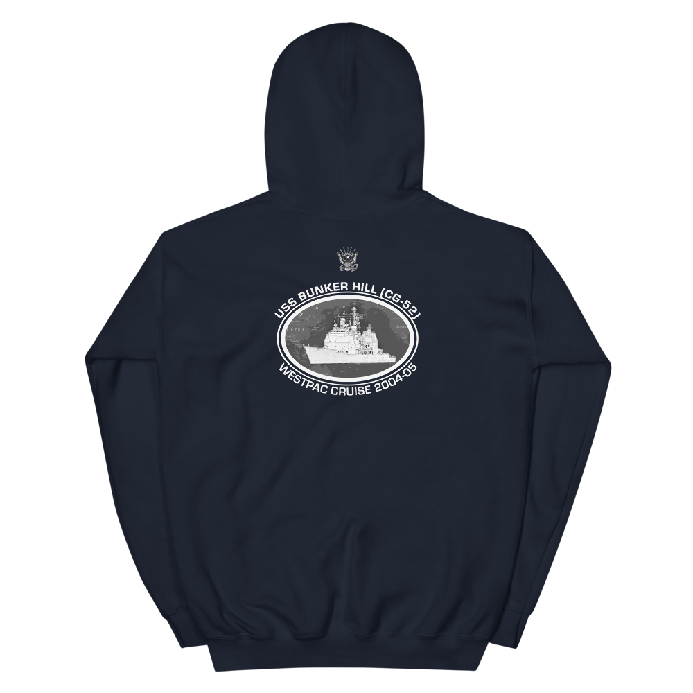 USS Bunker Hill (CG-52) 2004-05 Deployment Hoodie – back view, navy