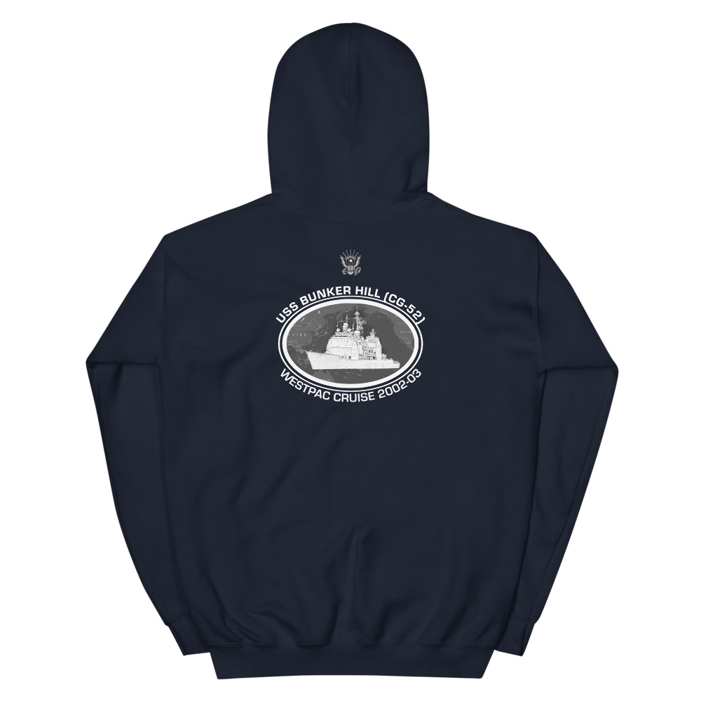 USS Bunker Hill (CG-52) 2002-03 Deployment Hoodie – back view, navy