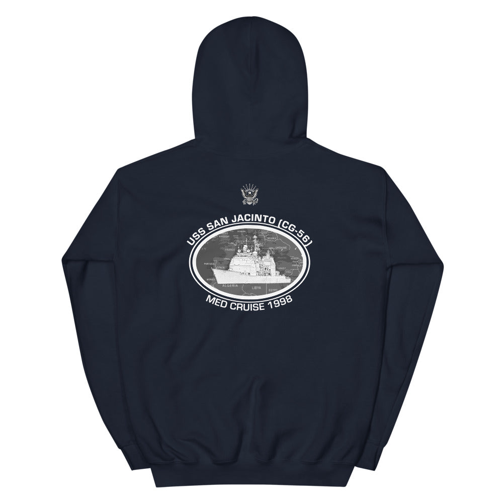 USS San Jacinto (CG-56) 1998 Deployment Hoodie – back view, navy