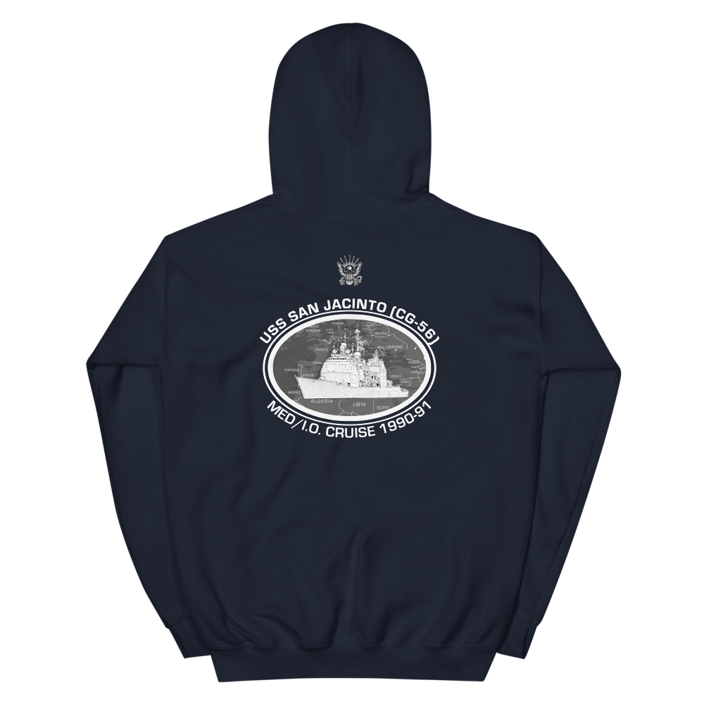 USS San Jacinto (CG-56) 1990-91 Deployment Hoodie – back view, navy
