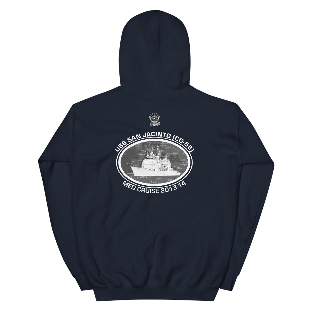 USS San Jacinto (CG-56) 2013-14 Deployment Hoodie – back view, navy