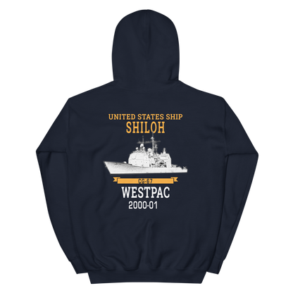 USS Shiloh (CG-67) 2000-01 WESTPAC Hoodie – back view, navy