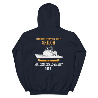 USS Shiloh (CG-67) 1994 Maiden Deployment Hoodie – back view, navy