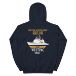 USS Shiloh (CG-67) 2008 WESTPAC Hoodie – back view, navy