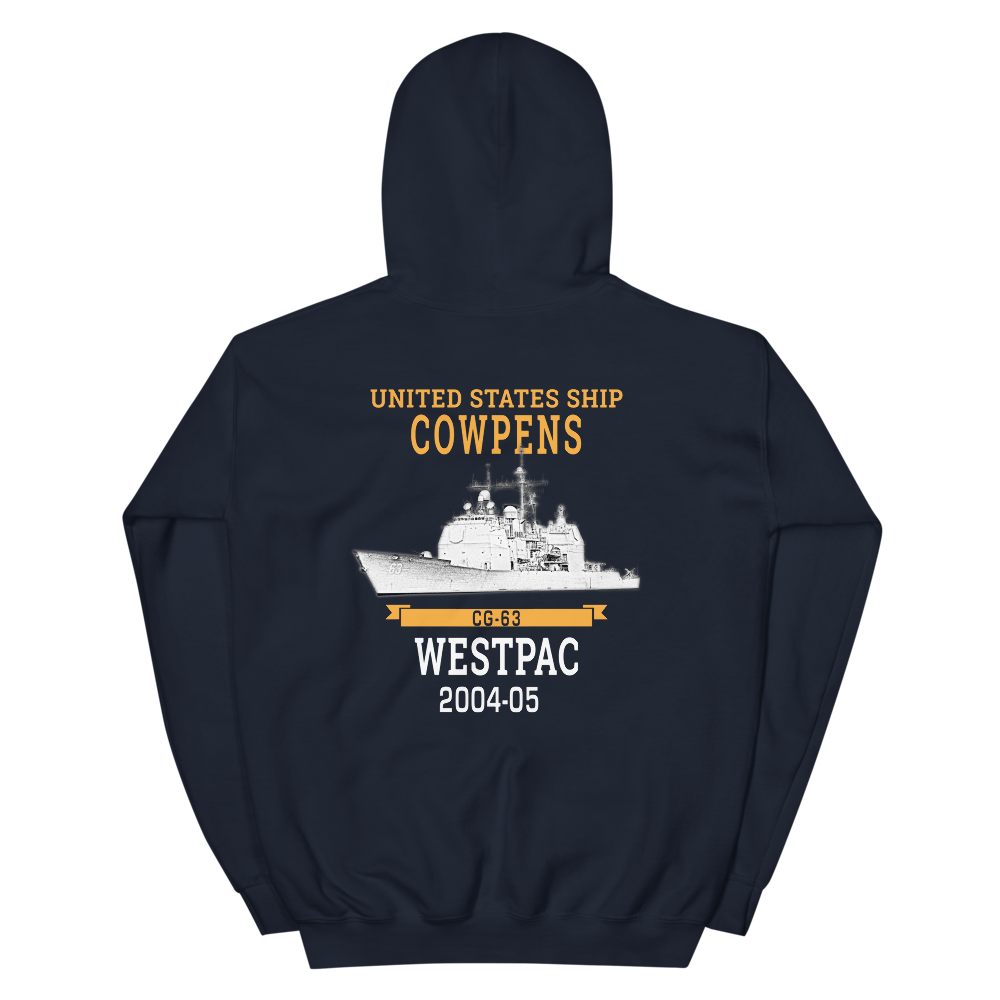 USS Cowpens (CG-63) 2004-05 WESTPAC Hoodie – back view, navy