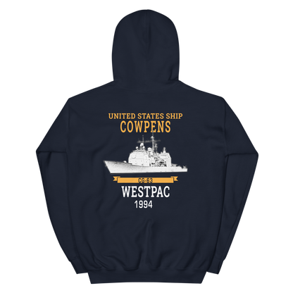 USS Cowpens (CG-63) 1994 WESTPAC Hoodie – back view, navy