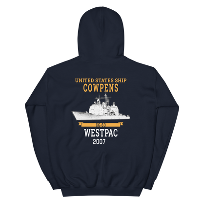 USS Cowpens (CG-63) 2007 WESTPAC Hoodie – back view, navy
