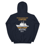 USS Cowpens (CG-63) 2014 WESTPAC Hoodie – back view, navy