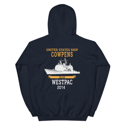 USS Cowpens (CG-63) 2014 WESTPAC Hoodie – back view, navy