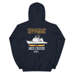 USS Gettysburg (CG-64) 2001 MED Hoodie – back view, navy