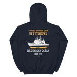 USS Gettysburg (CG-64) 1998-99 MED/IO Hoodie – back view, navy