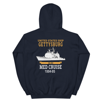 USS Gettysburg (CG-64) 1994-95 MED Hoodie – back view, navy