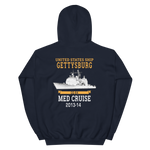 USS Gettysburg (CG-64) 2013-14 MED Hoodie – back view, navy