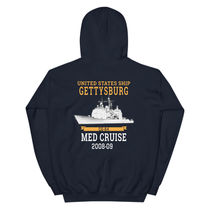 USS Gettysburg (CG-64) 2008-09 MED Hoodie – back view, navy