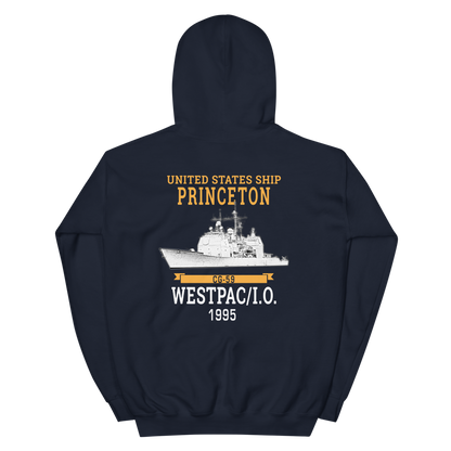 USS Princeton (CG-59) 1995 WESTPAC/IO Unisex Hoodie – back view, navy