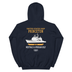 USS Princeton (CG-59) 1991 WESTPAC/IO/Persian Gulf Unisex Hoodie – back view, navy