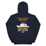 USS Hue City (CG-66) 1995 MED Unisex Hoodie – back view, navy