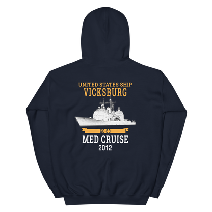 USS Vicksburg (CG-69) 2012 MED Unisex Hoodie – back view, navy