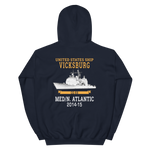 USS Vicksburg (CG-69) 2014-15 MED/N. ATLANTIC Unisex Hoodie – back view, navy