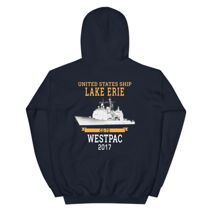 USS Lake Erie (CG-70) 2017 WESTPAC Unisex Hoodie – back view, navy