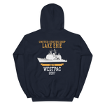 USS Lake Erie (CG-70) 2007 WESTPAC Unisex Hoodie – back view, navy