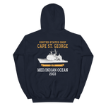 USS Cape St. George (CG-71) 2003 MED/IO Unisex Hoodie – back view, navy