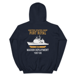 USS Port Royal (CG-73) 1997-98 Maiden Deployment Unisex Hoodie – back view, navy