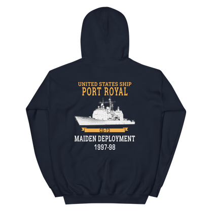 USS Port Royal (CG-73) 1997-98 Maiden Deployment Unisex Hoodie – back view, navy