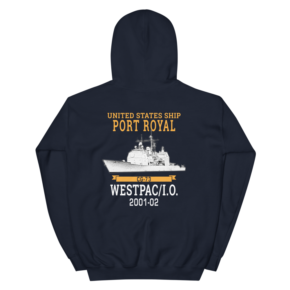 USS Port Royal (CG-73) 2001-02 WESTPAC/IO Unisex Hoodie – back view, navy