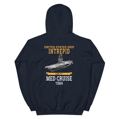 USS Intrepid (CVS-11) 1964 MED Hoodie – back view, navy