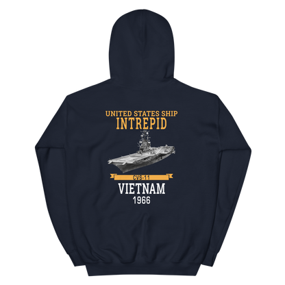 USS Intrepid (CVS-11) 1966 Vietnam Hoodie – back view, navy