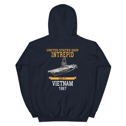 USS Intrepid (CVS-11) 1967 Vietnam Hoodie – back view, navy