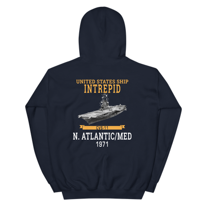 USS Intrepid (CVS-11) 1971 N.Atlantic/MED Hoodie – back view, navy