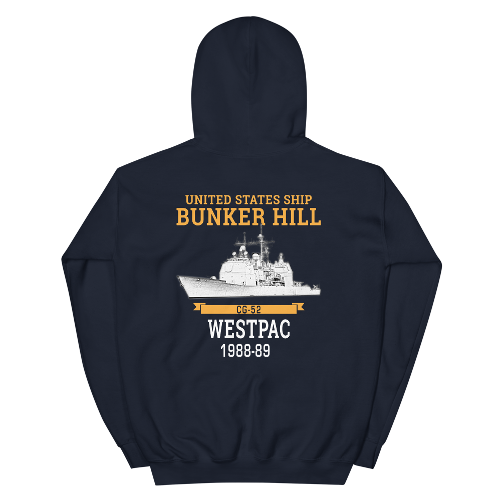 USS Bunker Hill (CG-52) 1988-89 WESTPAC Hoodie – back view, navy