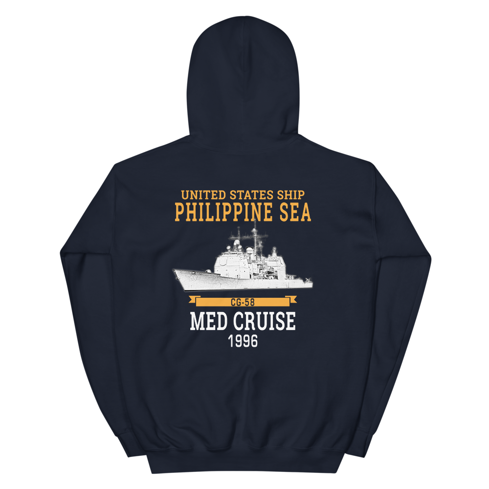 USS Philippine Sea (CG-58) 1996 Unisex Hoodie – back view, navy