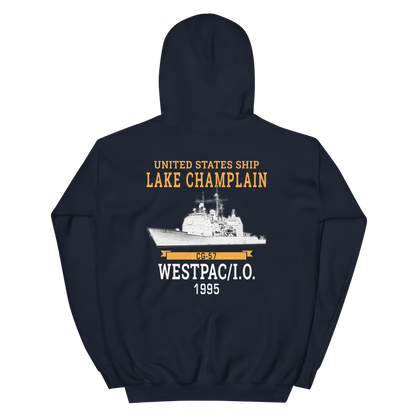 USS Lake Champlain (CG-57) 1995 Unisex Hoodie – back view, navy