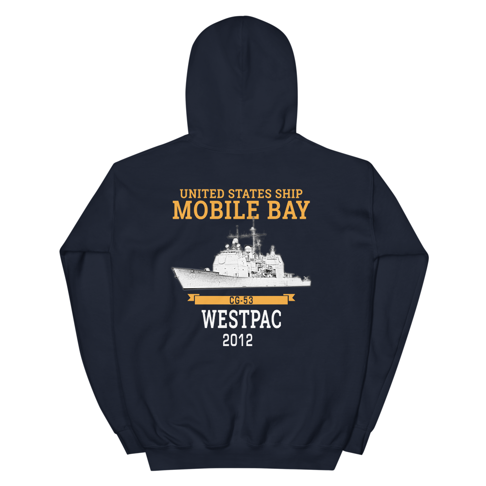 USS Mobile Bay (CG-53) 2012 Deployment Hoodie – back view, navy