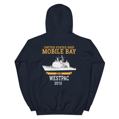 USS Mobile Bay (CG-53) 2012 Deployment Hoodie – back view, navy