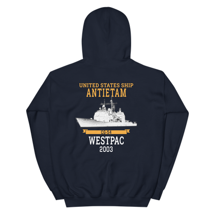 USS Antietam (CG-54) 2003 Deployment Hoodie – back view, navy